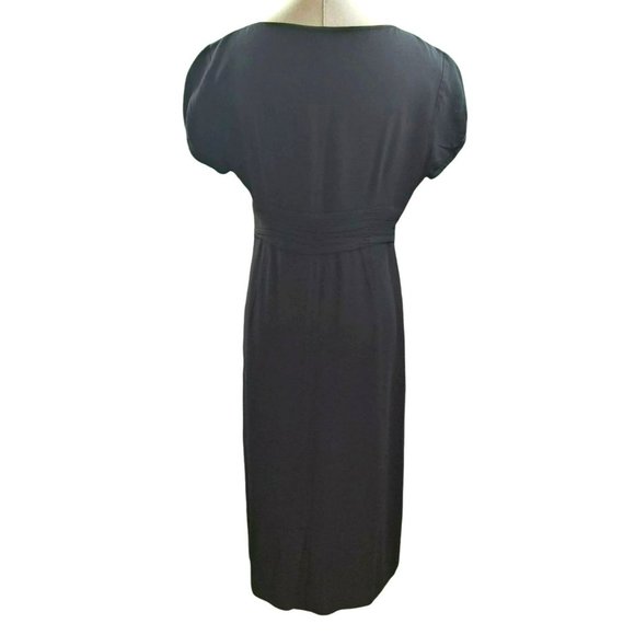 Boden 12L Black Midi Sheath Dress Hidden Side Zip Cap Sleeves Trimmed and Lined - Picture 2 of 14